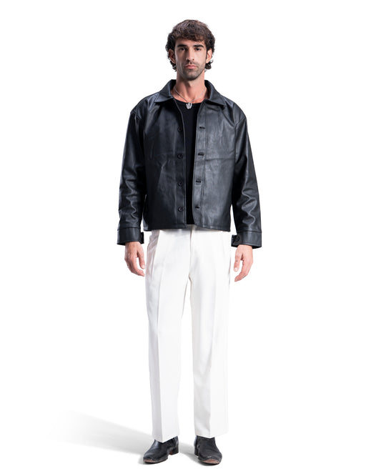 Buttoned Leather Jacket