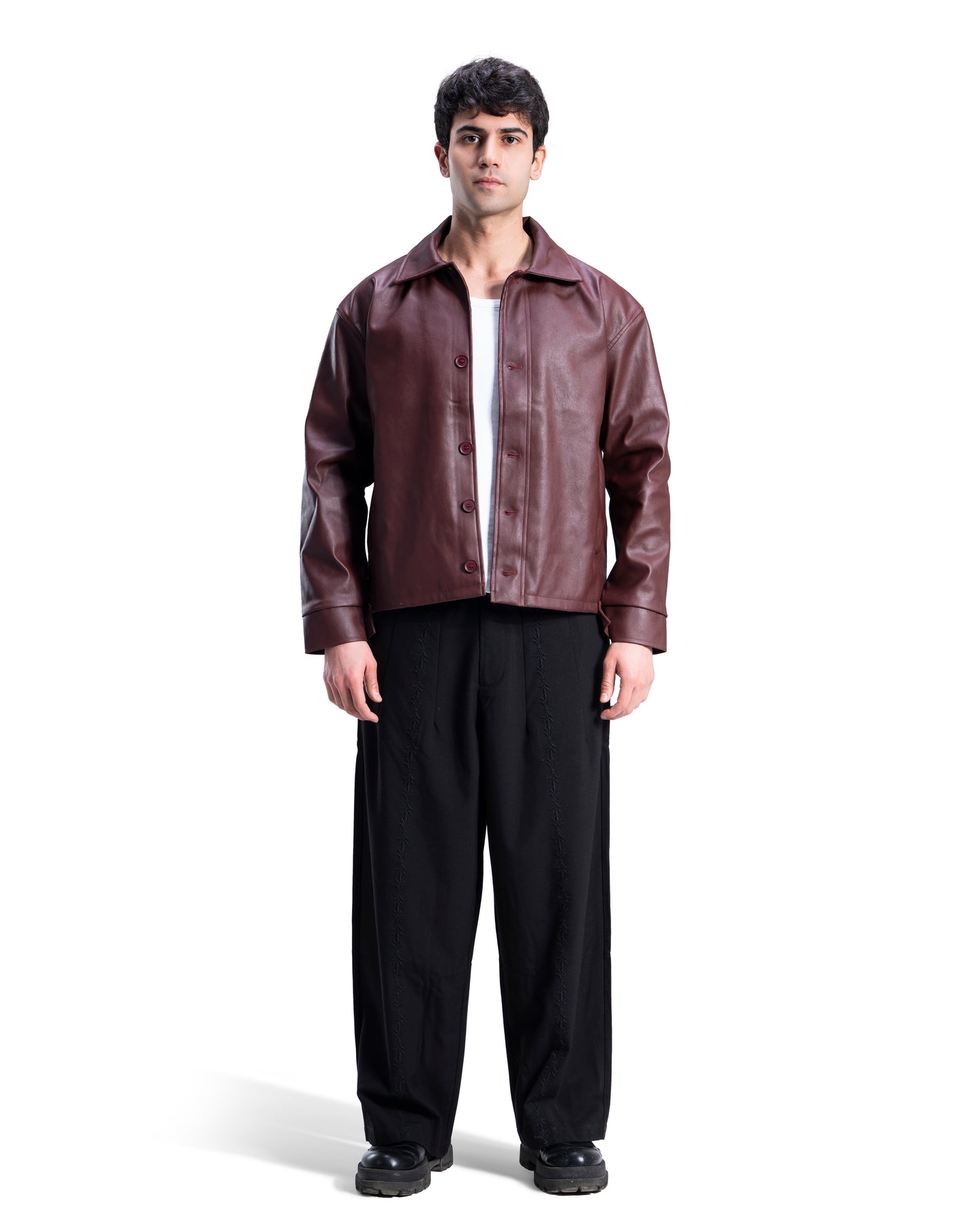 Buttoned Leather Jacket